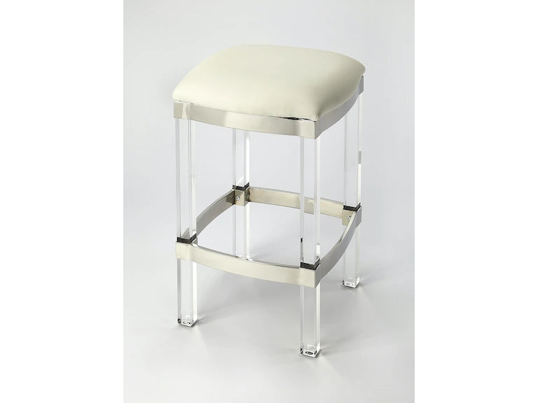 Butler Specialty Company Jordan Acrylic & Leather 24" Counter Stool, White 5322411