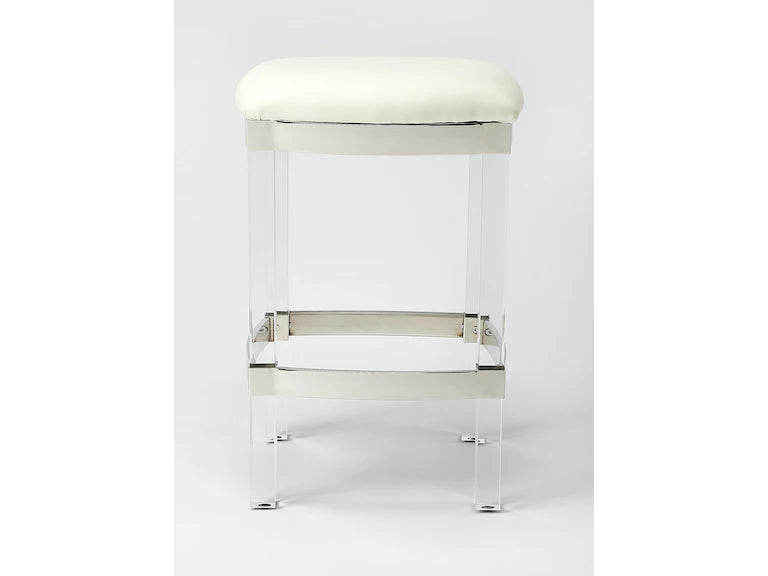 Butler Specialty Company Jordan Acrylic & Leather 24" Counter Stool, White 5322411