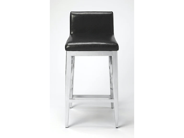 Butler Specialty Company Kelsey Stainless Steel Faux Leather 25"Counter Stool, Black 5324034