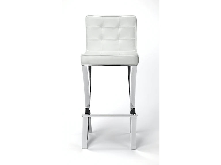 Butler Specialty Company Darcy Chrome Plated Faux Leather 28.5" Bar Stool, White 5325411