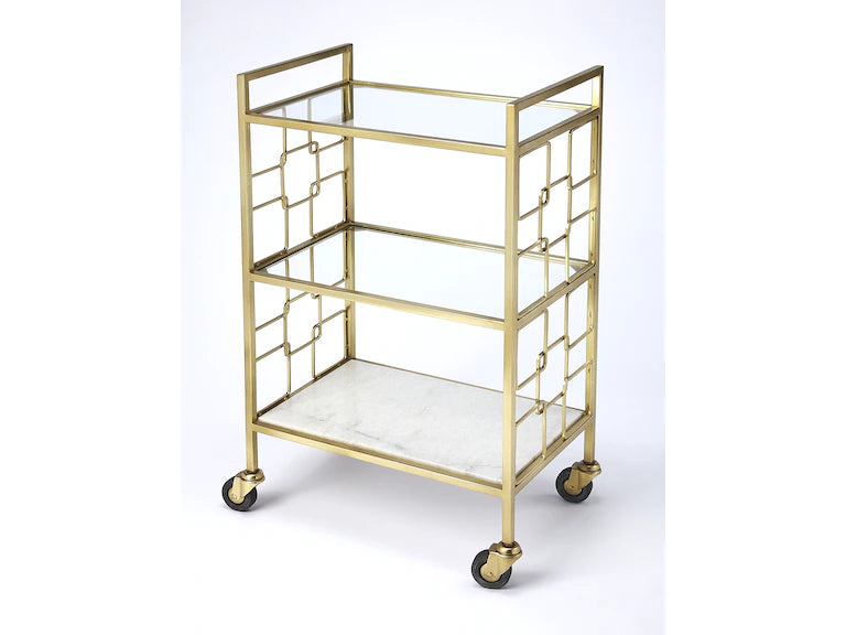 Butler Specialty Company Arcadia Polished Bar Cart, Gold 5347402