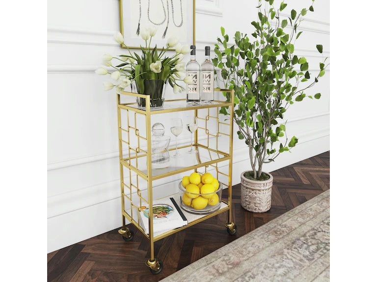 Butler Specialty Company Arcadia Polished Bar Cart, Gold 5347402