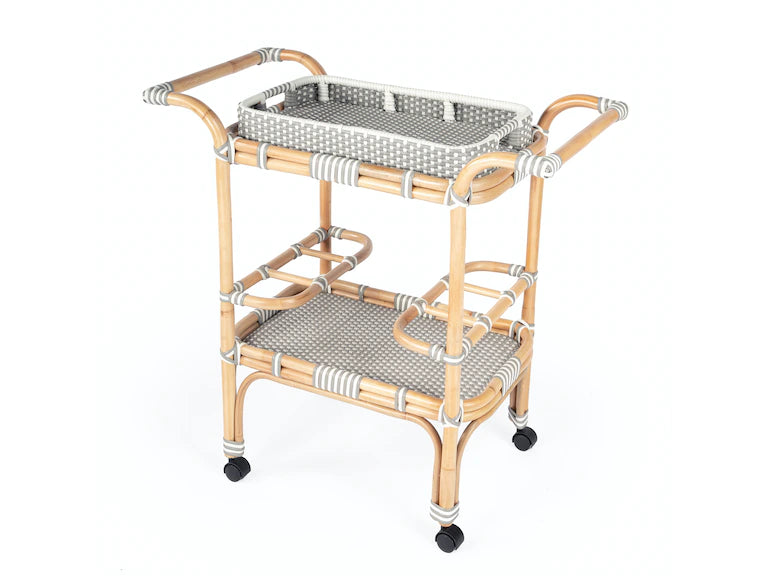 Butler Specialty Company Selena Grey & Rattan Bar Cart