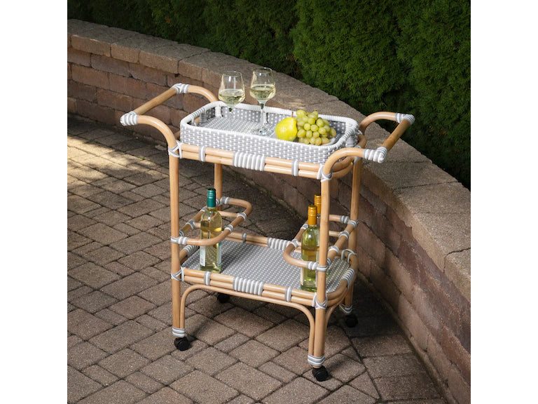 Butler Specialty Company Selena Grey & Rattan Bar Cart