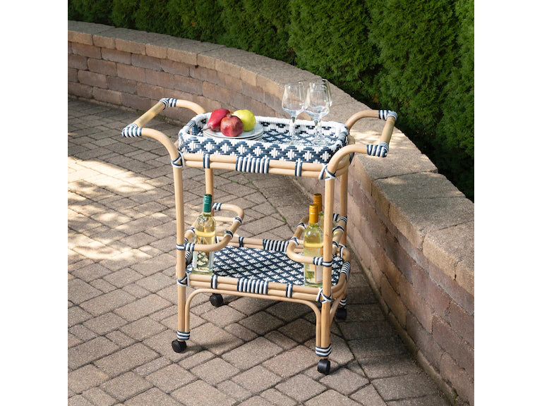 Butler Specialty Company Selena Grey & Rattan Bar Cart