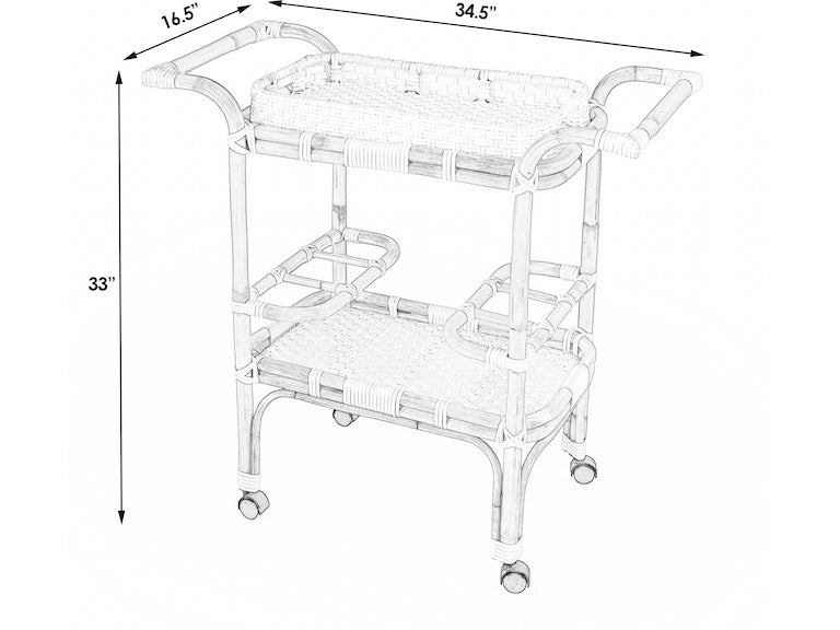 Butler Specialty Company Selena Grey & Rattan Bar Cart