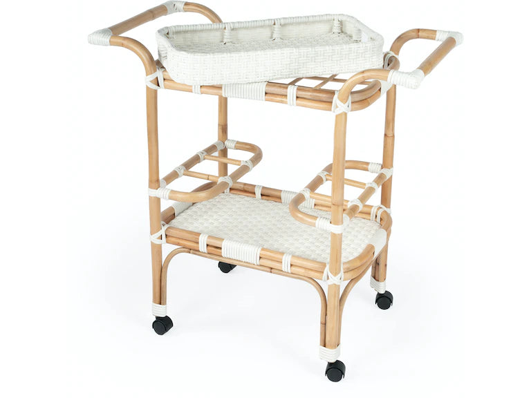 Butler Specialty Company Selena Grey & Rattan Bar Cart