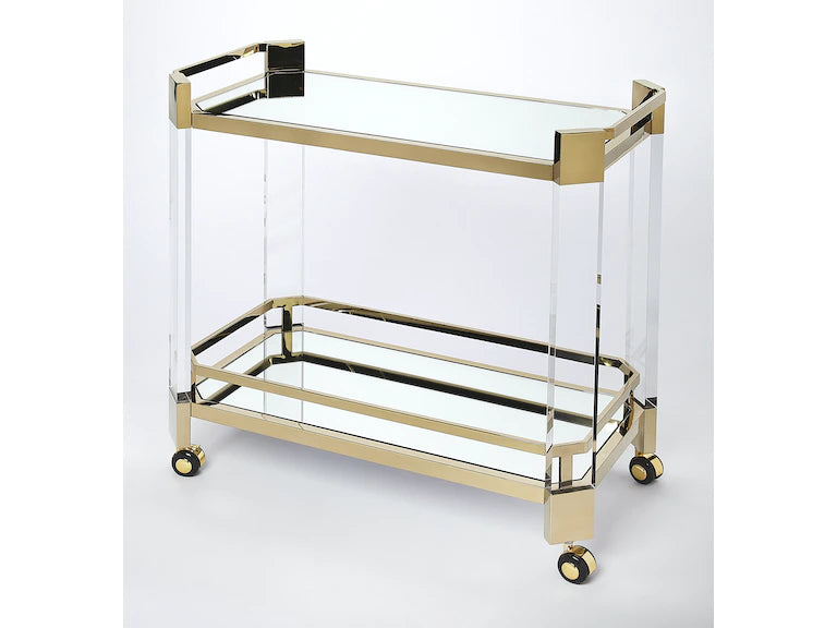 Butler Specialty Company Charlevoix Acrylic & Serving Cart, Gold 5408335