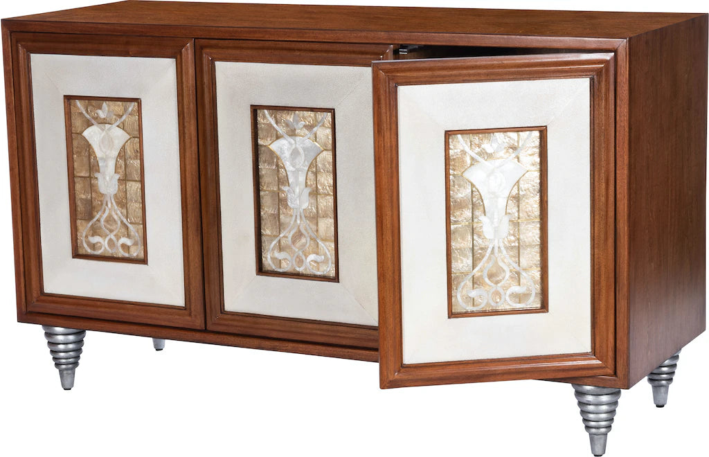 Butler Specialty Company Shelly Leather & Capiz Shell Inlay 55" Sideboard, Medium Brown 5486350