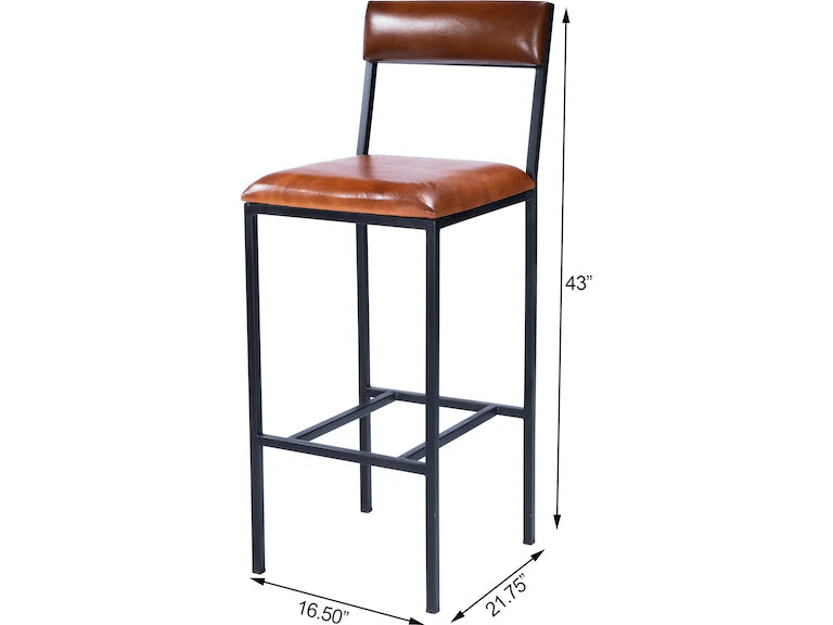 Butler Specialty Company Lazarus Leather & Metal 31.5" Bar Stool, Medium Brown 5496330