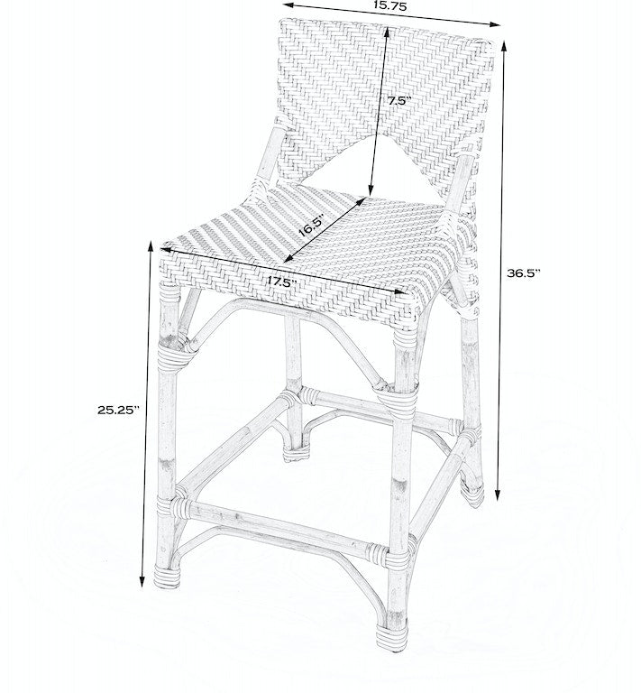 Butler Specialty Company Creanly Rattan 25" Counter Stool, Gray 5603423