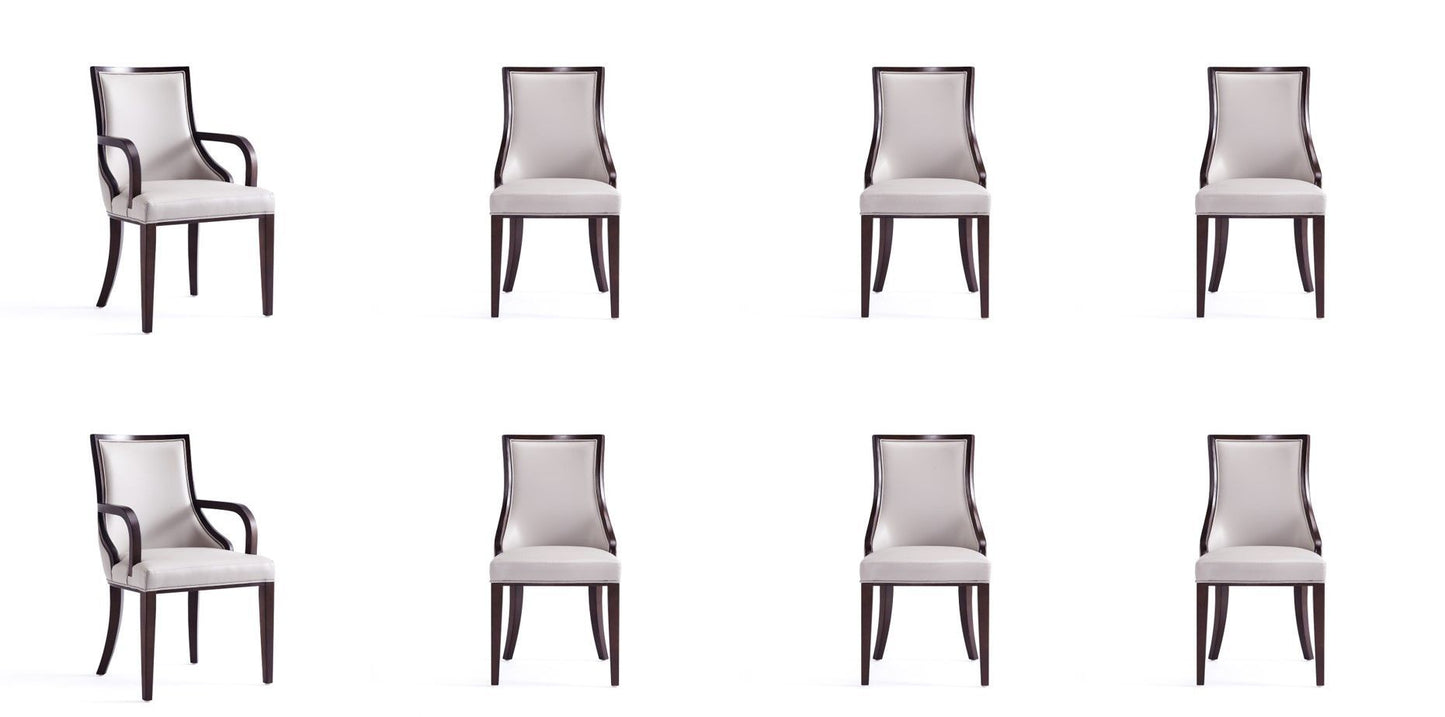 Manhattan Comfort Grand Faux Leather 8-Piece Dining Chairs in Light Grey 6-DC048-LG