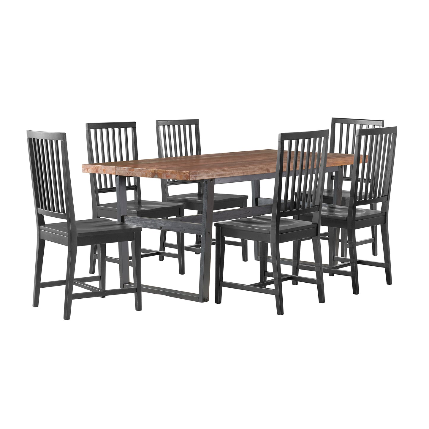 ALATERRE Walden72" Dining Table with Solid Cedar Top and 4 Wood Chairs with Black Finish, Set of 5 ACWN0175BVI01