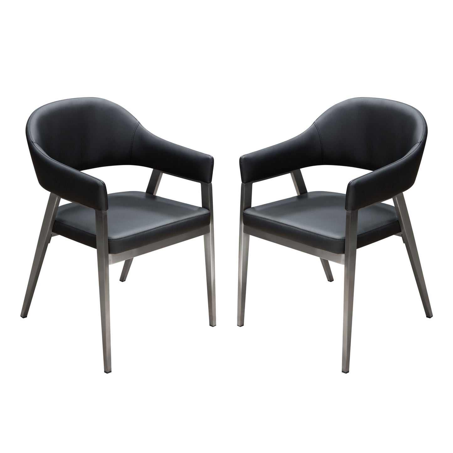 Adele Set of Two Dining/Accent Chairs in Leatherette w/ Brushed Stainless Steel Leg by Diamond Sofa