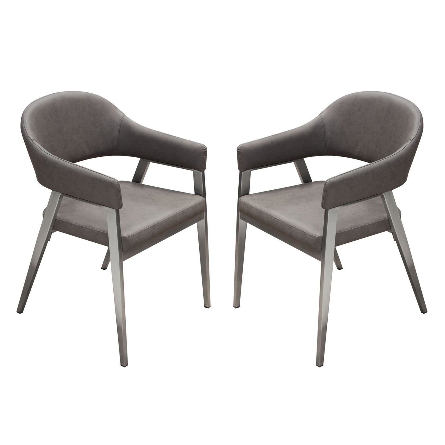 Adele Set of Two Dining/Accent Chairs in Leatherette w/ Brushed Stainless Steel Leg by Diamond Sofa