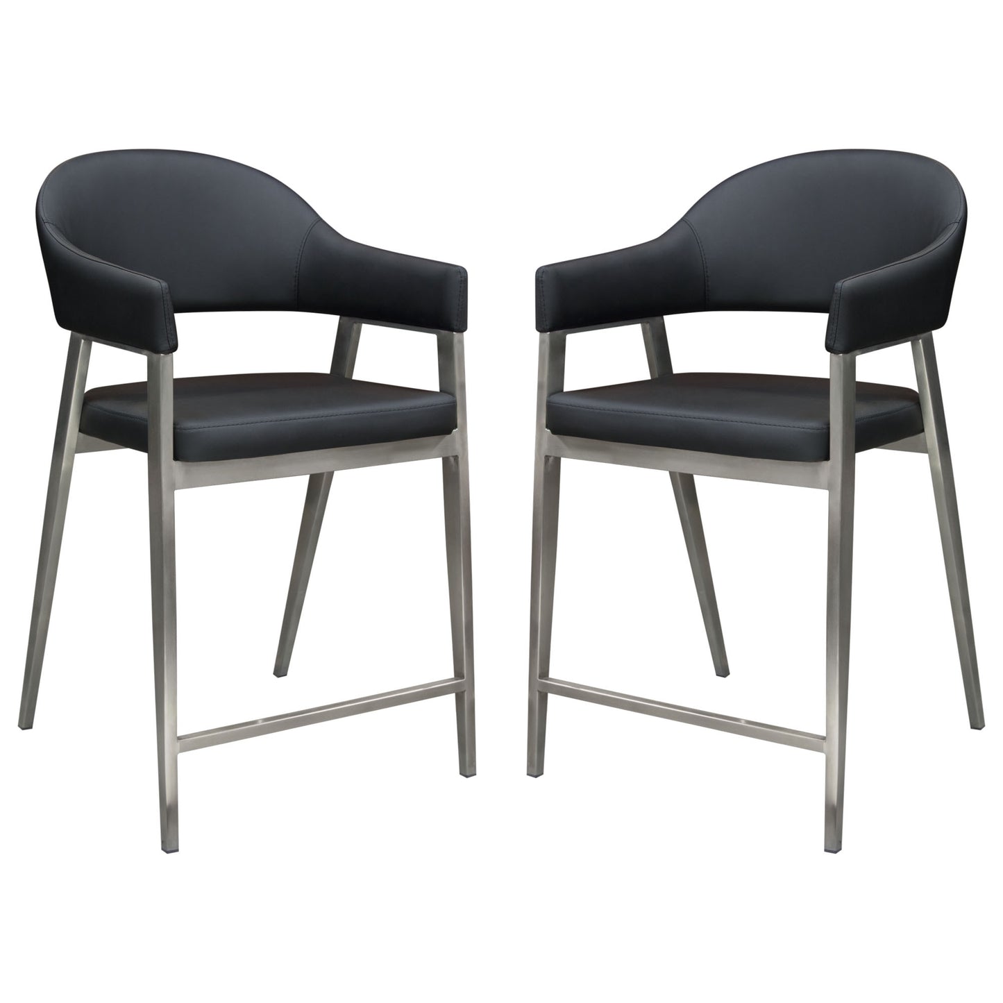 Adele Set of Two Counter Height Chairs in Leatherette w/ Brushed Stainless Steel Leg by Diamond Sofa