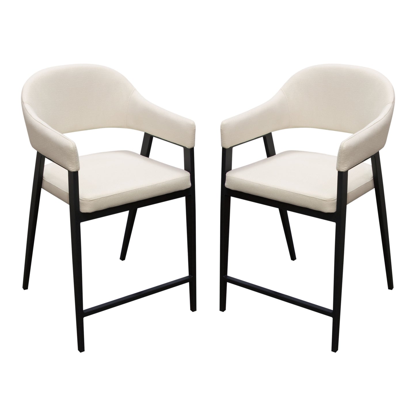 Adele Set of Two Counter Height Chairs in Cream Fabric w/ Black Powder Coated Metal Frame by Diamond Sofa ADELESTCM2PK