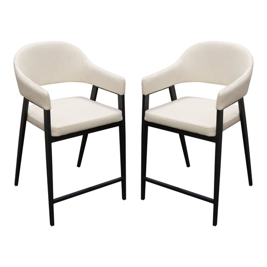 Adele Set of Two Counter Height Chairs in Cream Fabric w/ Black Powder Coated Metal Frame by Diamond Sofa ADELESTCM2PK