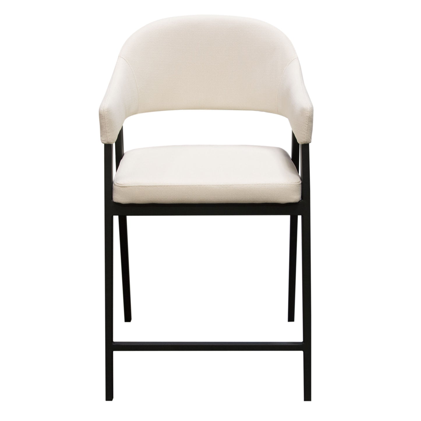 Adele Set of Two Counter Height Chairs in Cream Fabric w/ Black Powder Coated Metal Frame by Diamond Sofa ADELESTCM2PK