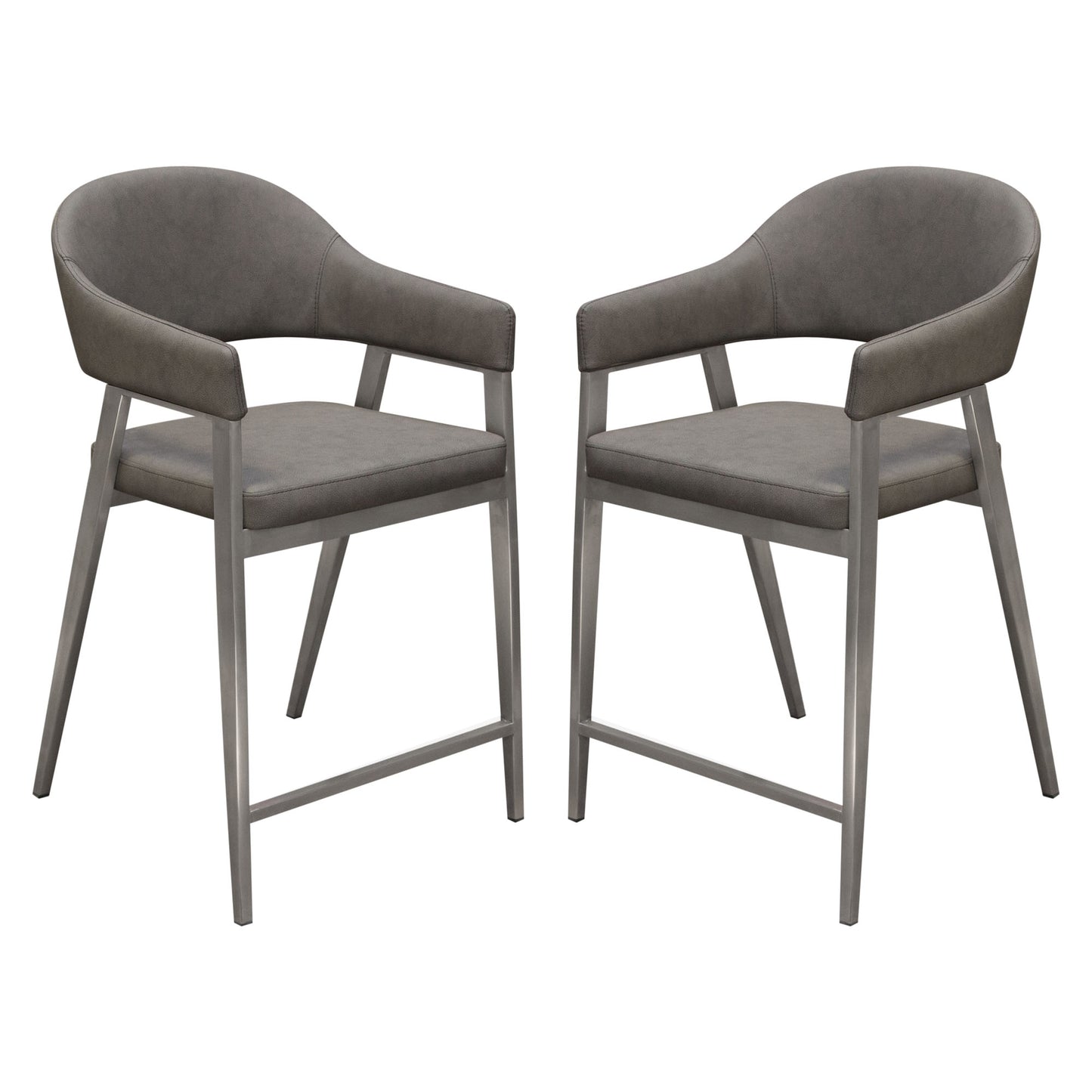 Adele Set of Two Counter Height Chairs in Leatherette w/ Brushed Stainless Steel Leg by Diamond Sofa