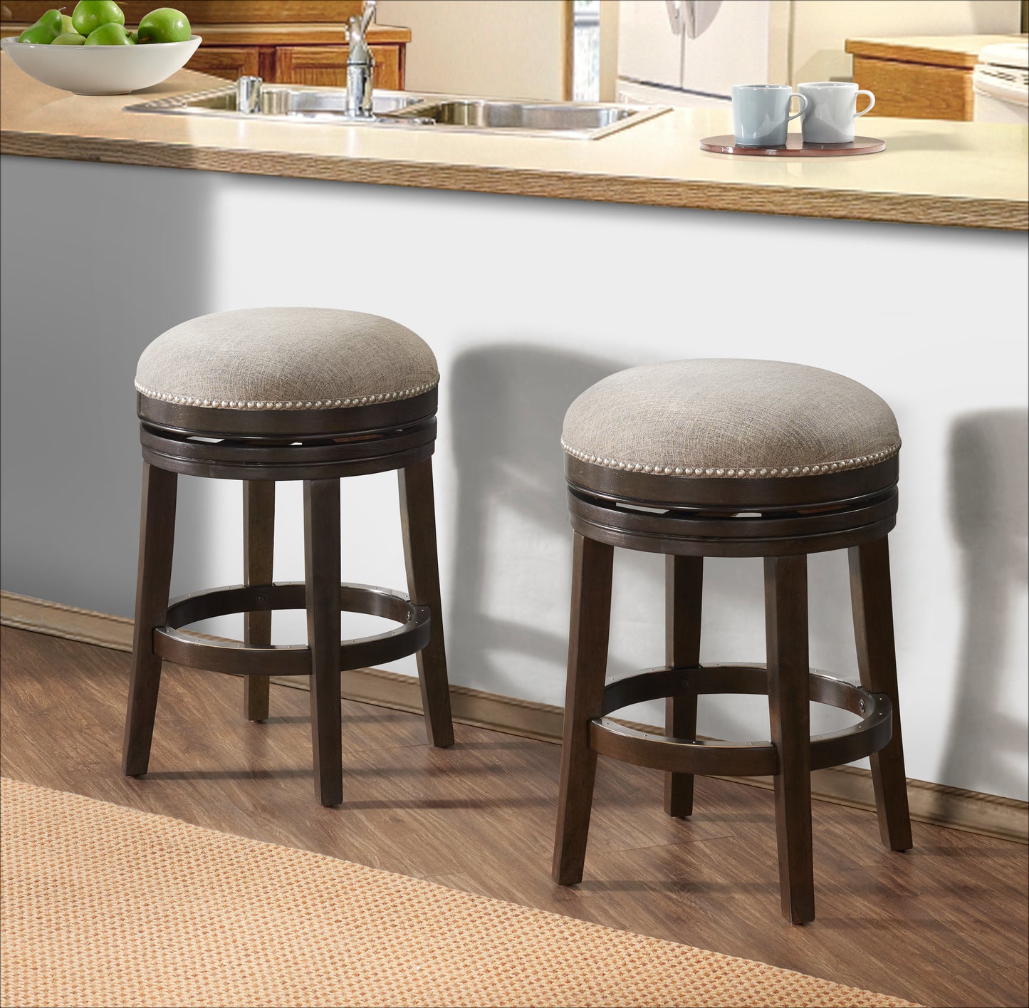 ALATERRE Clara Swivel Counter Height Stool, Set of 2