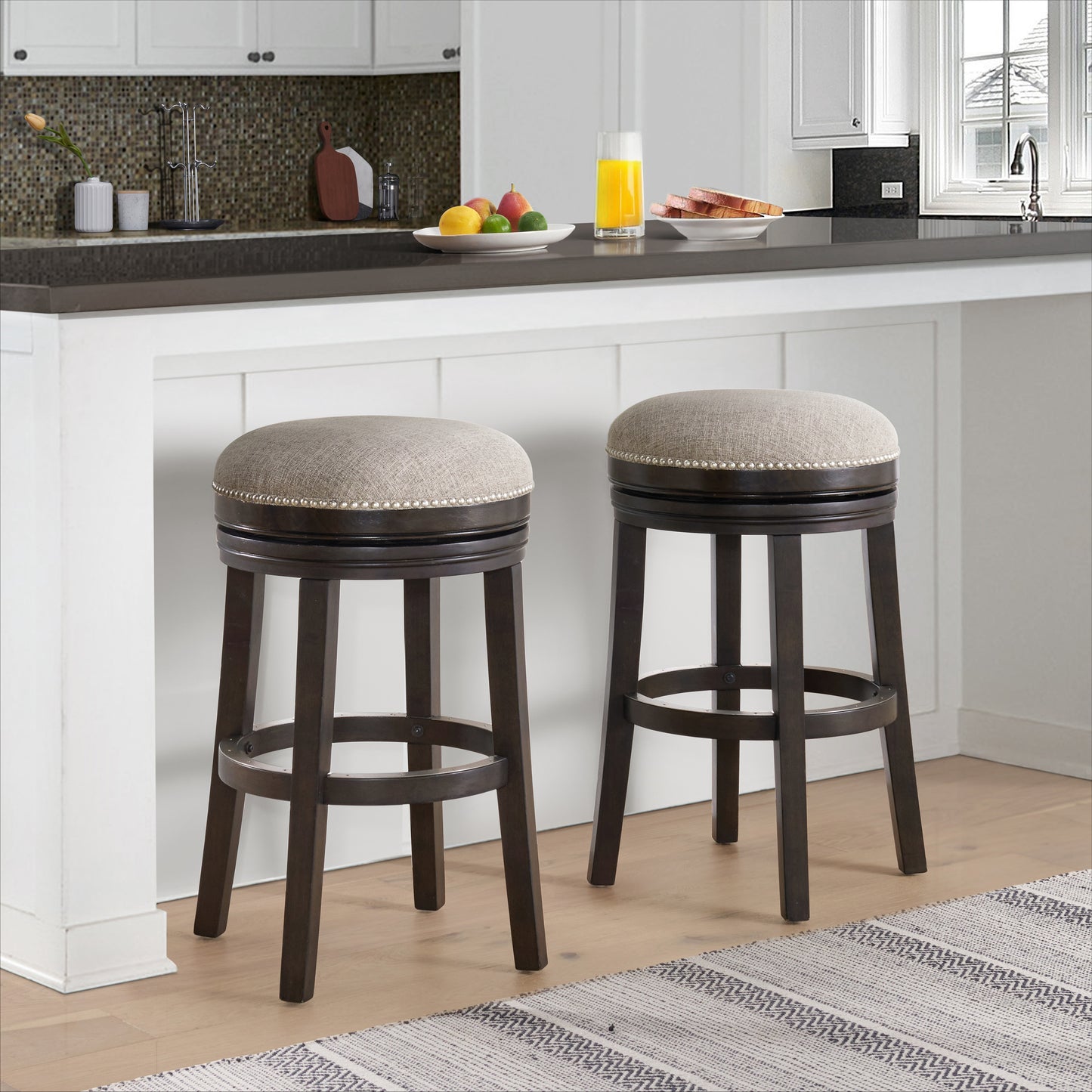 ALATERRE Clara Swivel Bar Height Stool, Set of 2