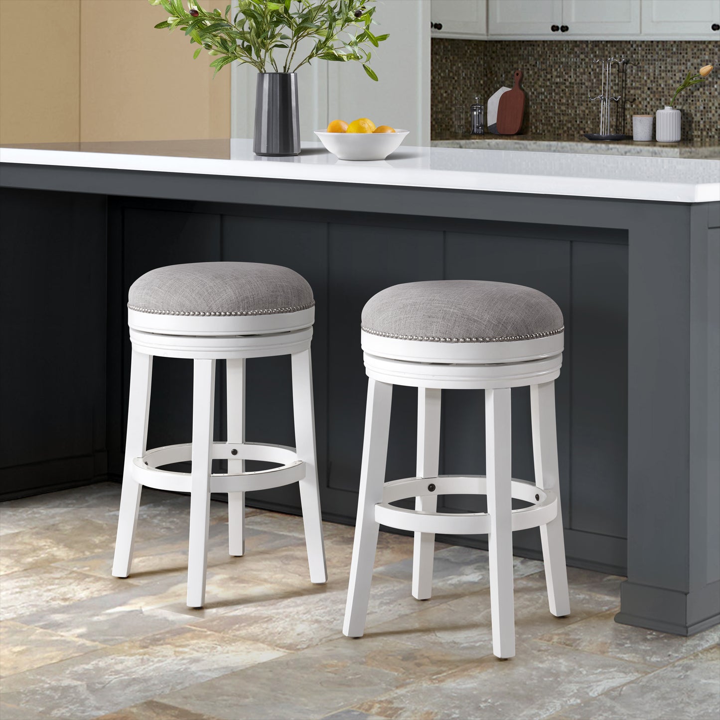 ALATERRE Clara Swivel Bar Height Stool, Set of 2