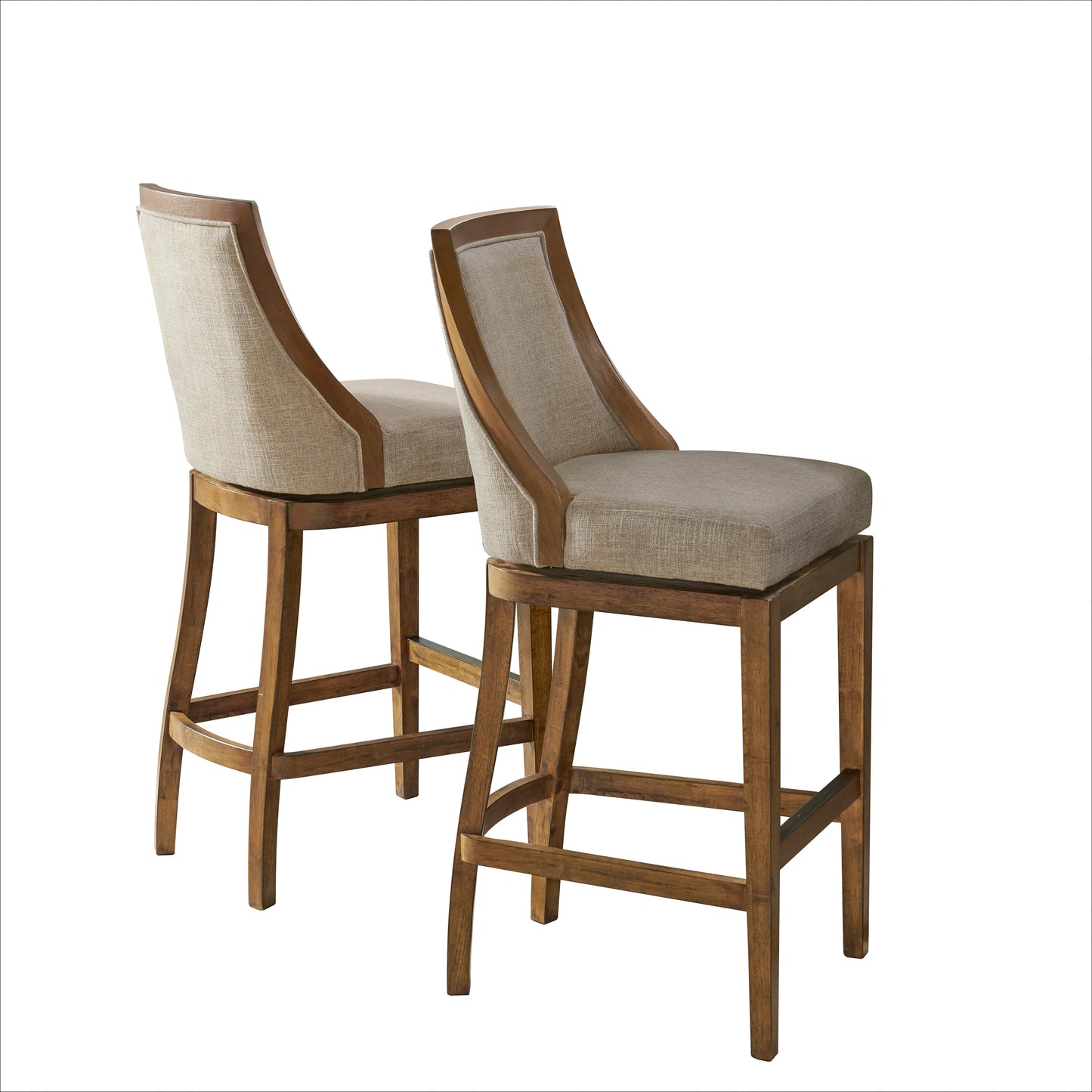 ALATERRE Ellie Bar Height Stool with Back, Set of 2