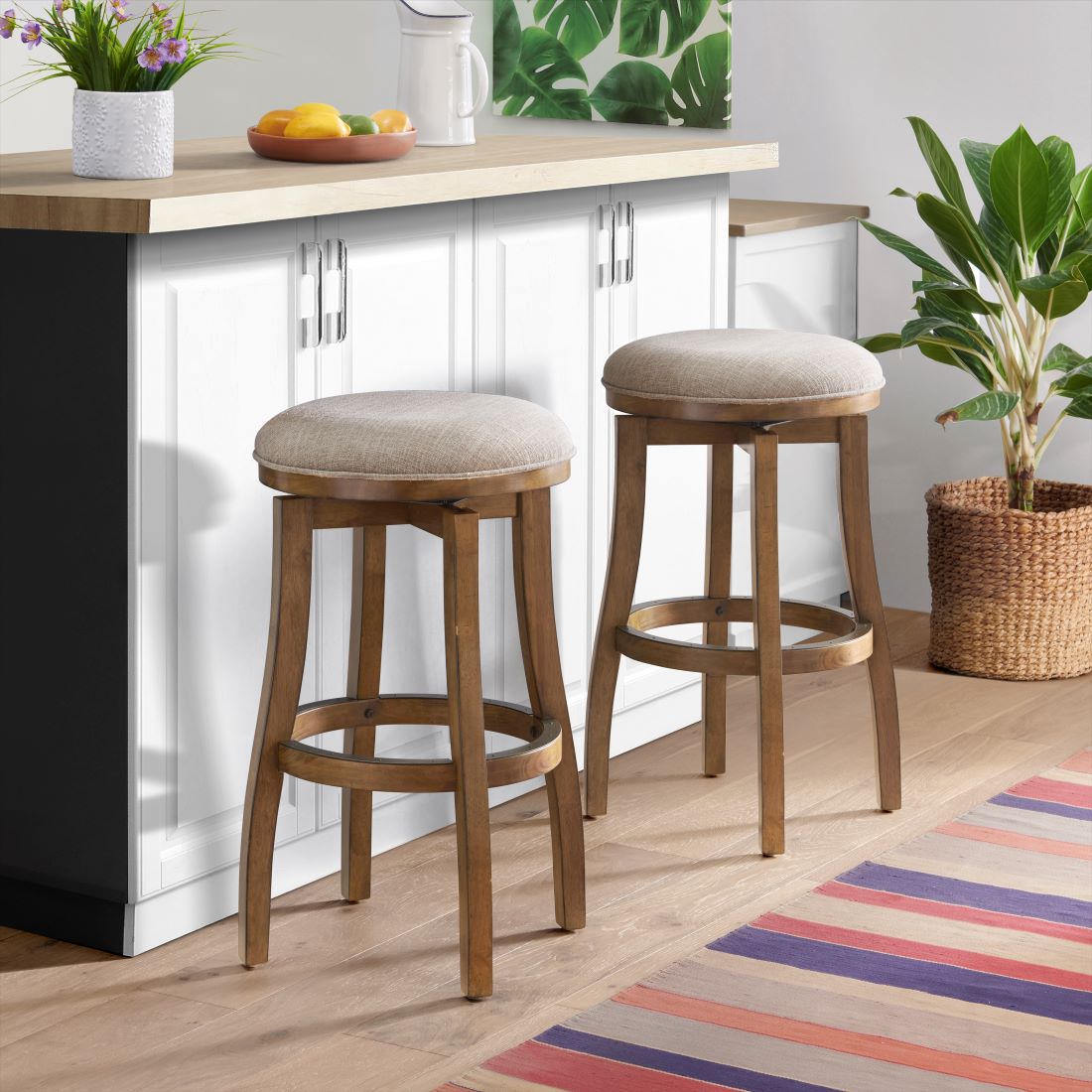 ALATERRE Ellie Bar Height Stool, Set of 2