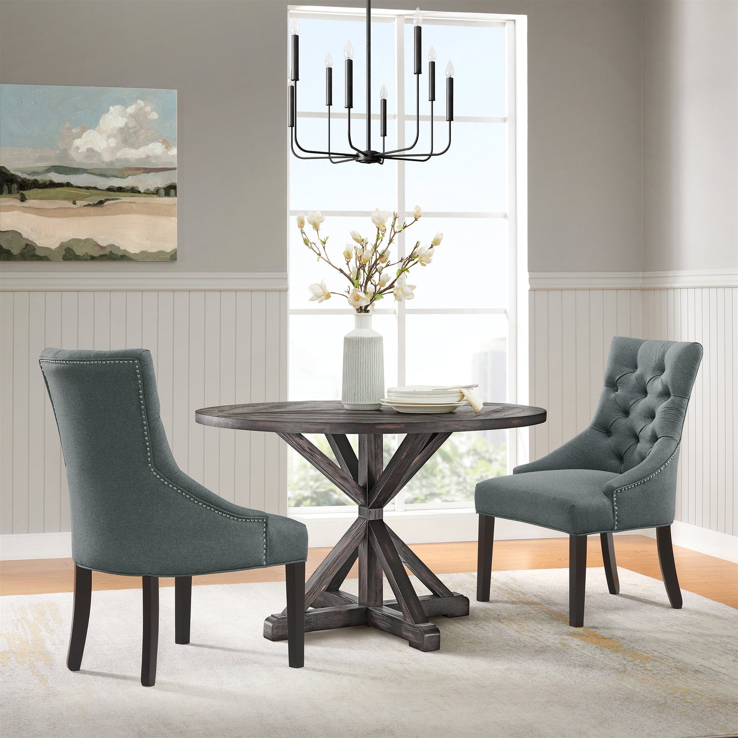 ALATERRE Haeys Tufted Upholstered Dining Chairs, (Set of 2)