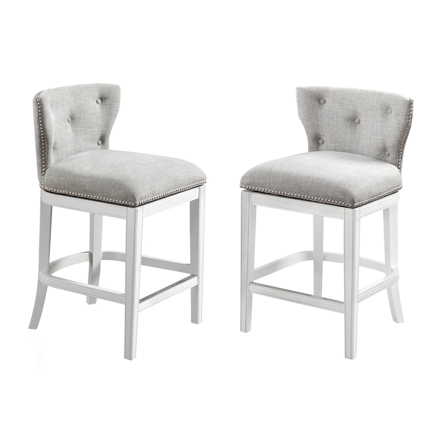 ALATERRE Miranda Swivel Counter Height Bar Stool, Set of 2, White ANMR01FDCR2