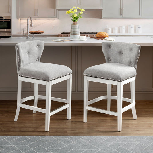 ALATERRE Miranda Swivel Counter Height Bar Stool, Set of 2, White ANMR01FDCR2