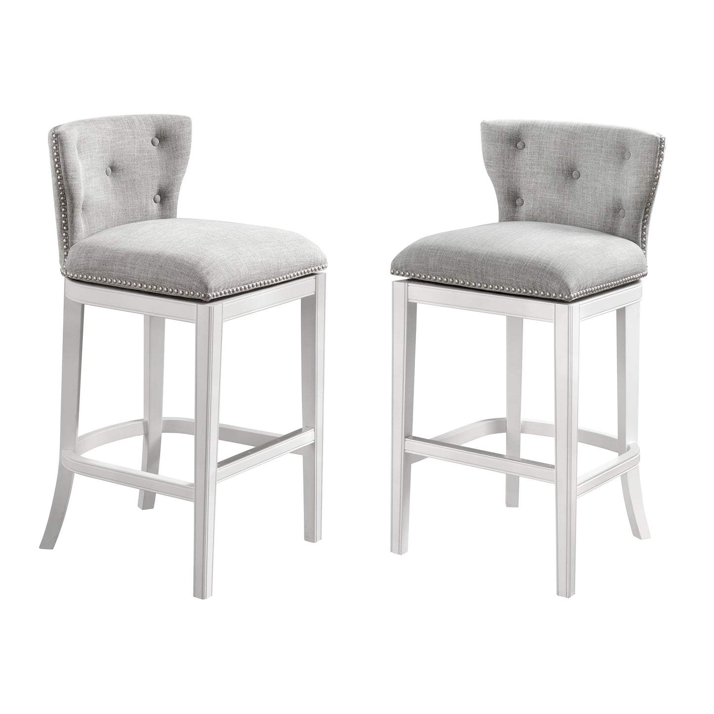 ALATERRE Miranda Swivel Bar Height Bar Stool, Set of 2, White ANMR02FDCR2