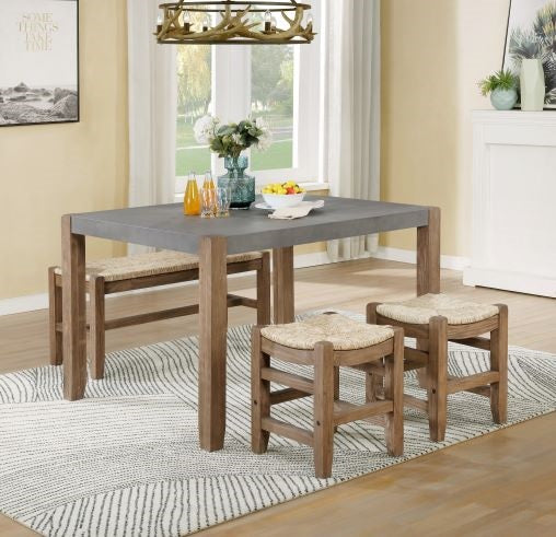 ALATERRE Newport 4-Piece Wood Dining Set with Table, Two Stools and Bench ANNP04172071