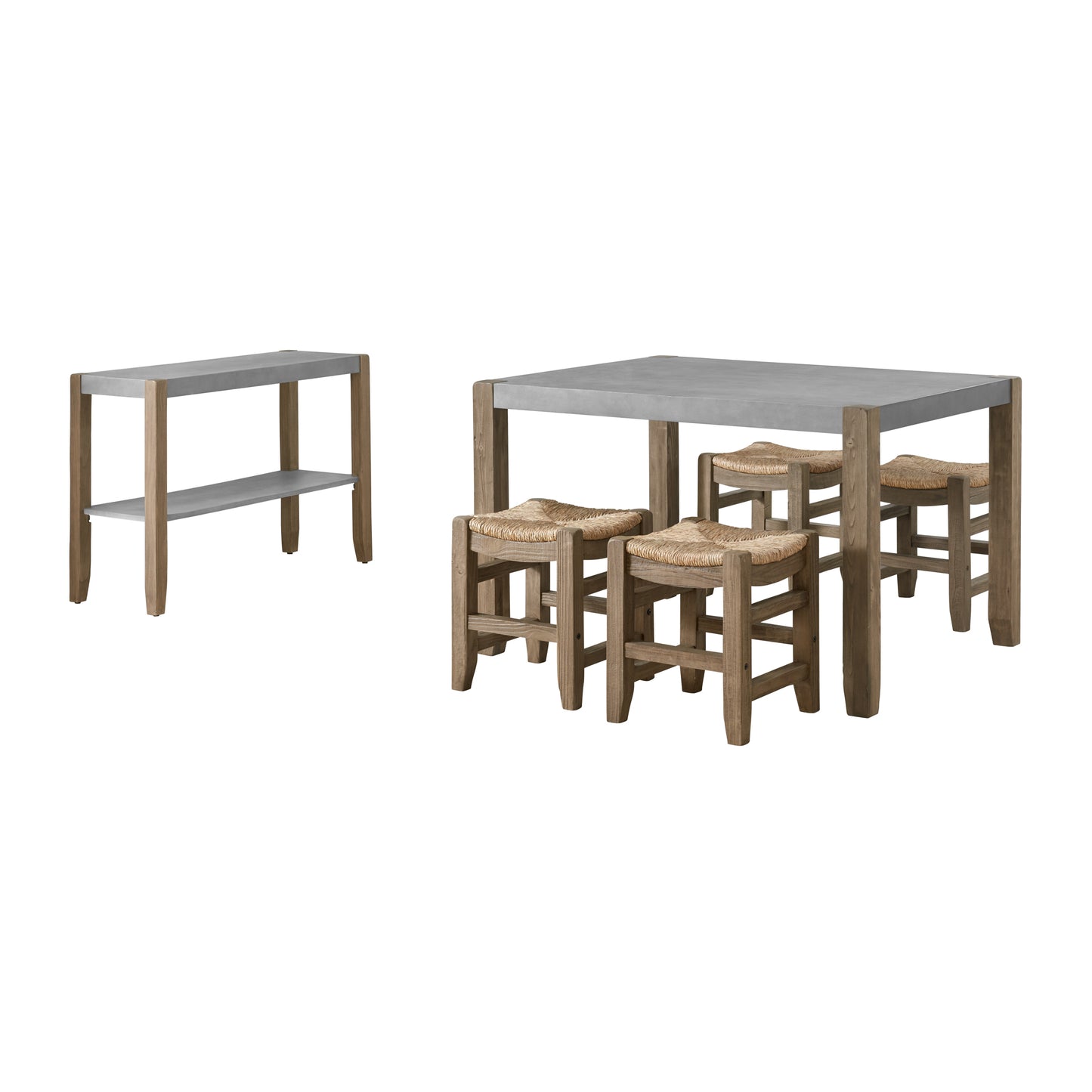 ALATERRE Newport 6-Piece Wood Dining Set with Table, Four Stools and Side Buffet Table ANNP14172071