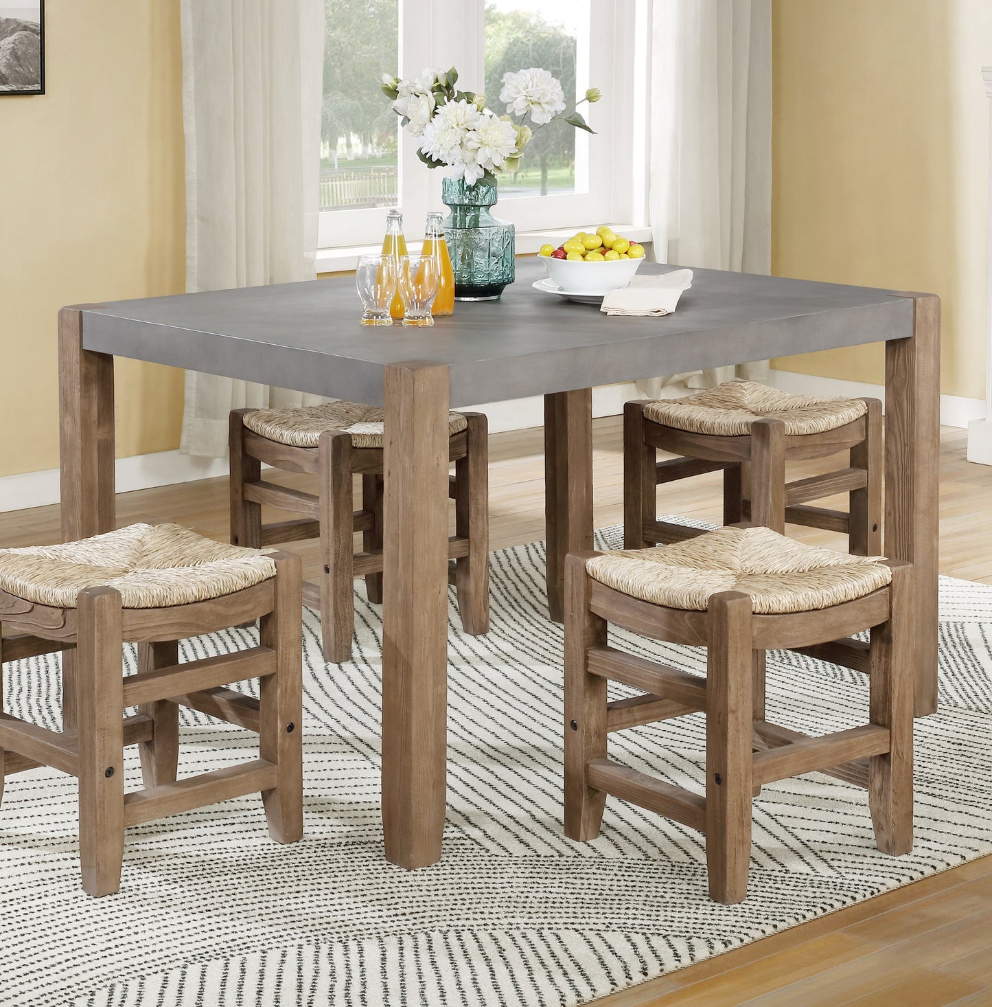 ALATERRE Newport 30"H Faux Concrete and Wood Dining Table ANNP1771