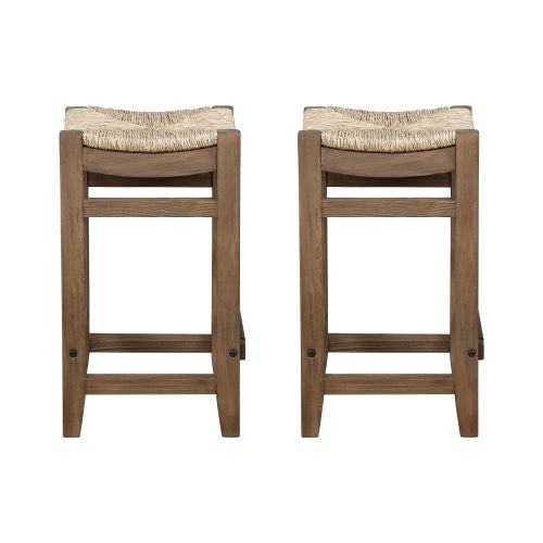 ALATERRE Newport Set of Two 26"H Wood Counter Height Stools with Rush Seats ANNP212171