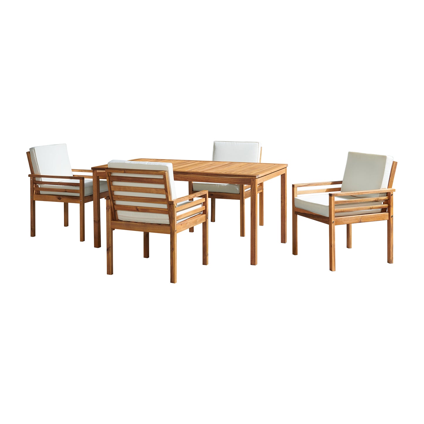 ALATERRE Okemo Acacia Wood 5-Piece Outdoor Dining Set with Table and 4 Dining Chairs with Cushions ANOK012ANOA