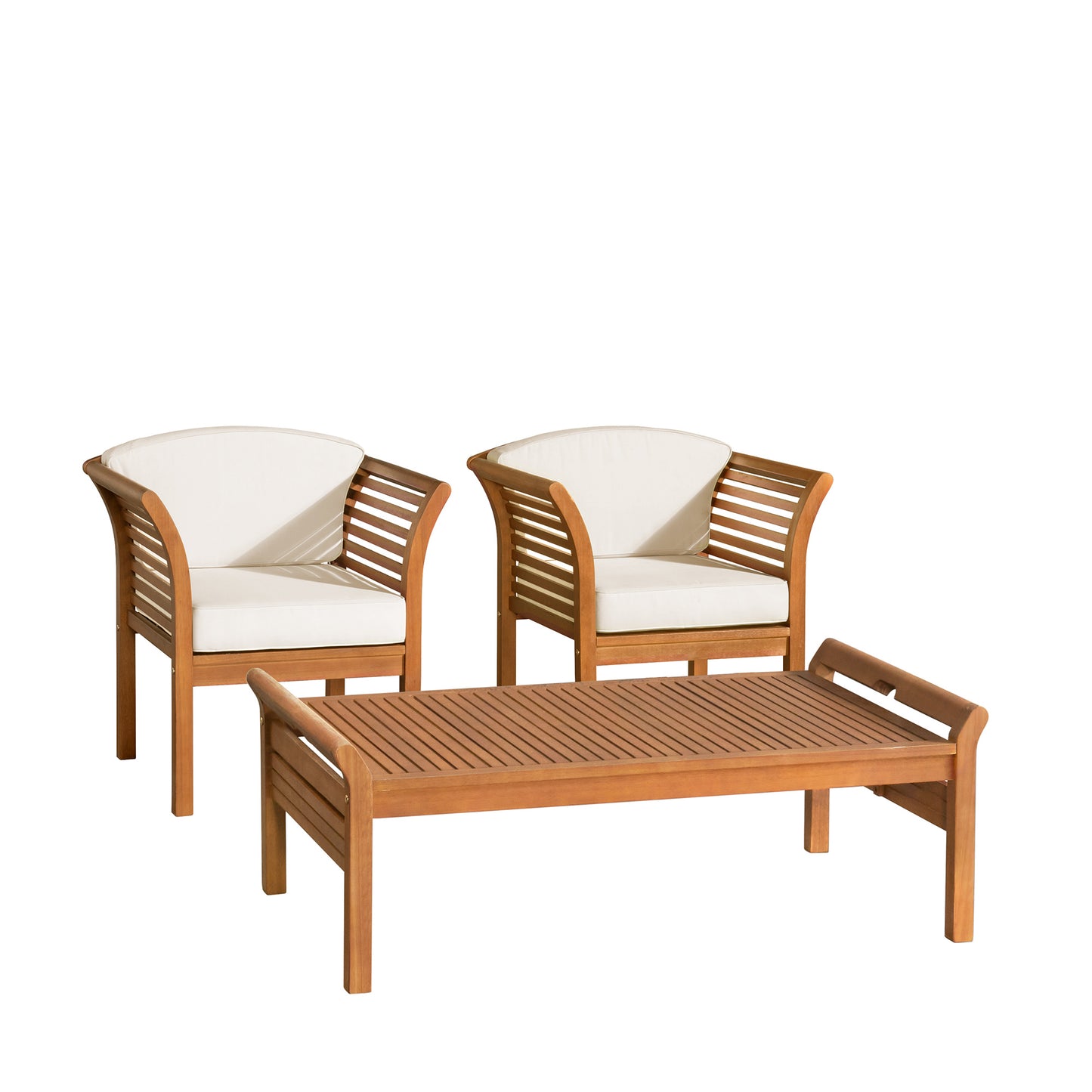 ALATERRE Stamford Eucalyptus Wood Outdoor Conversation Set with 2 Chairs and Coffee Table, Set of 3 ANSF0113EBO