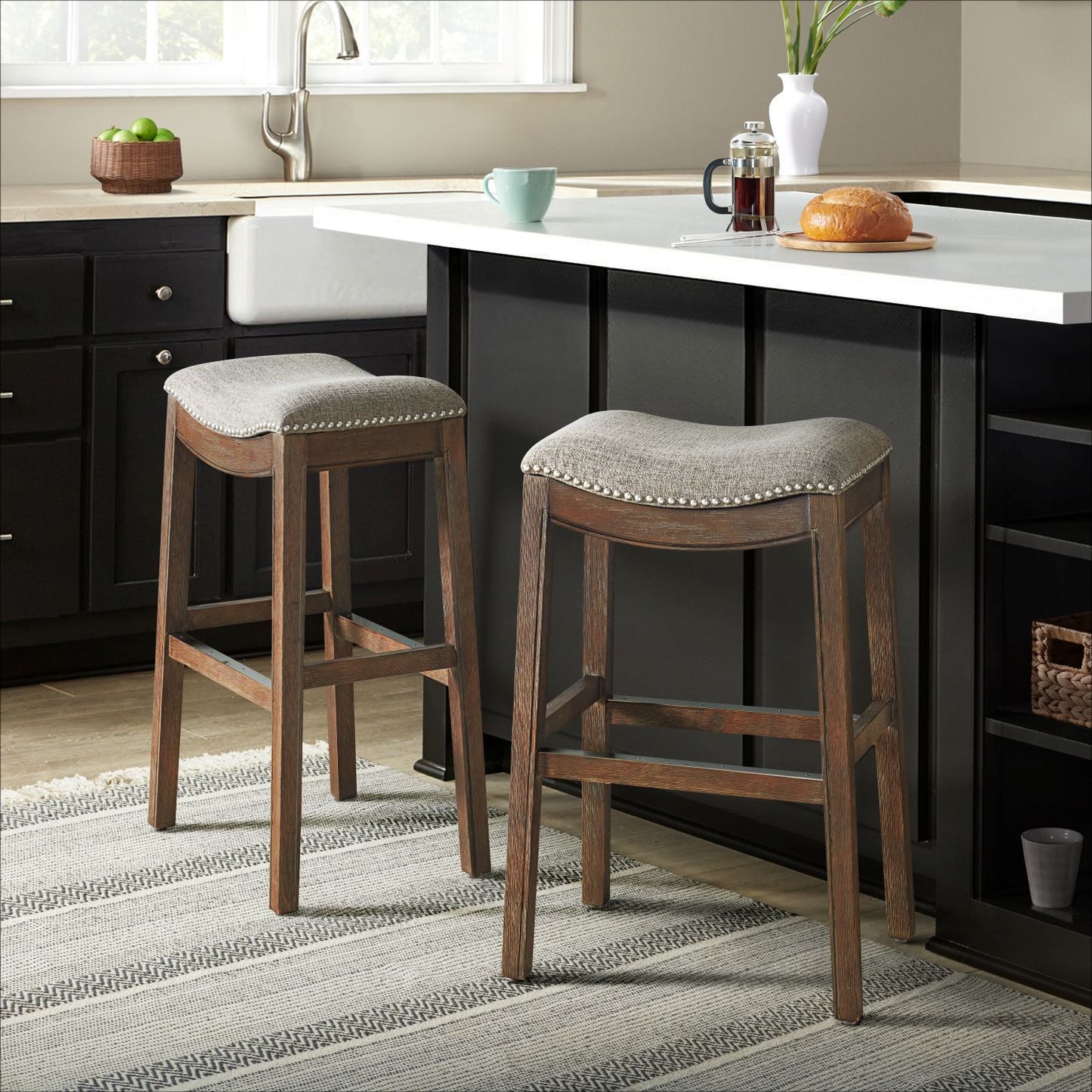 ALATERRE Williston Bar Height Stool, Set of 2