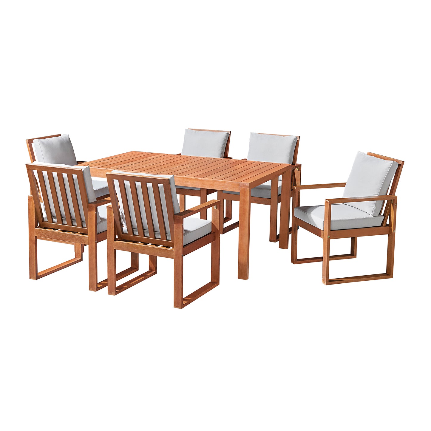 ALATERRE Weston Eucalyptus Wood Outdoor Dining Table with 6 Dining Chairs, Set of 7 ANWT013444EBO