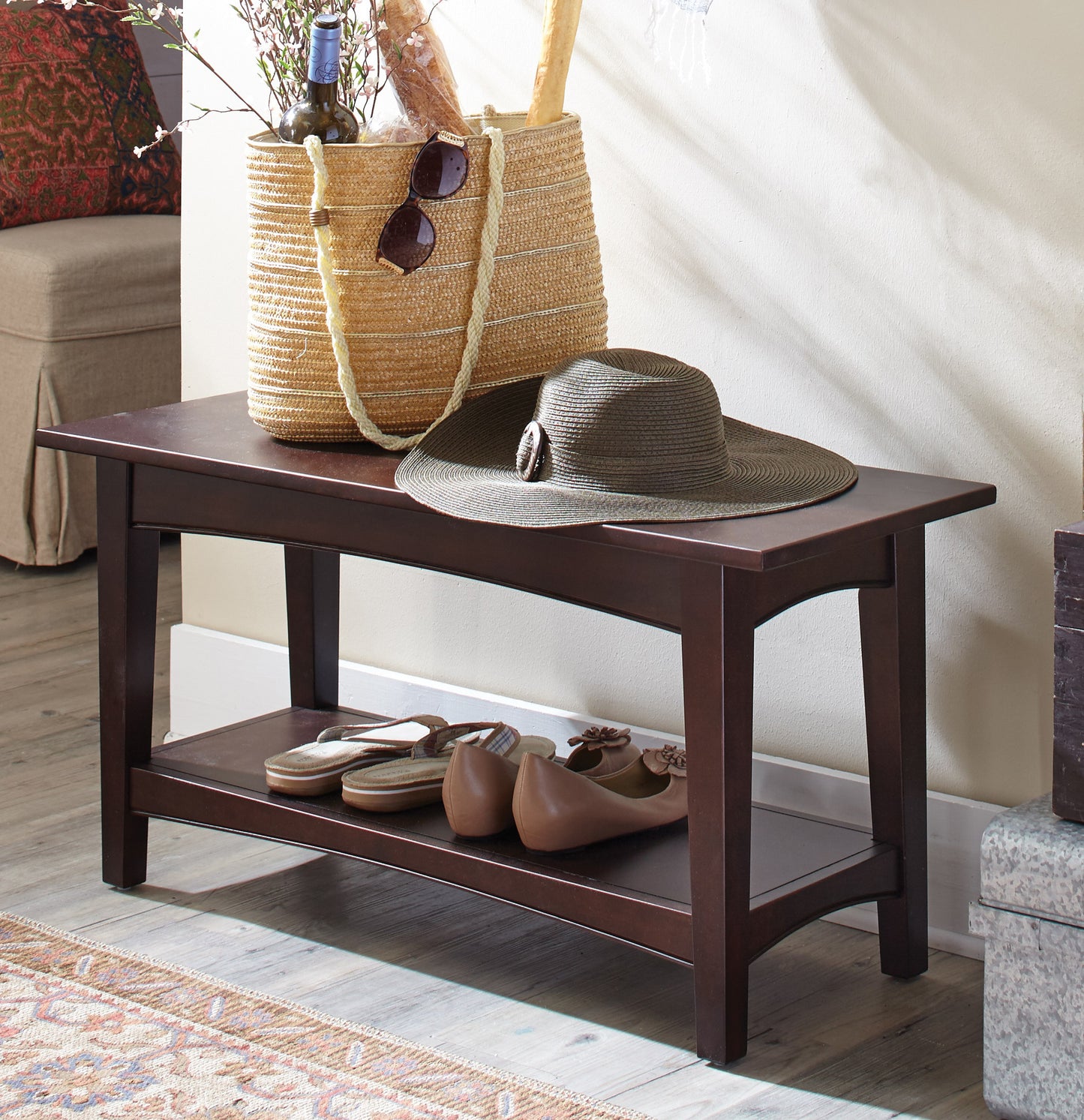 ALATERRE Shaker Cottage Bench with Shelf