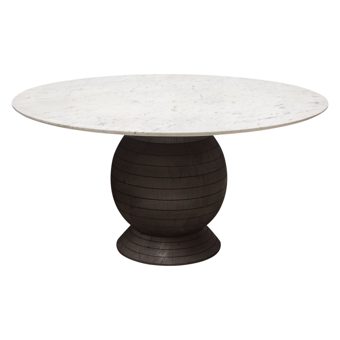 Ashe Round Dining Table w/ Genuine White Marble Top and Solid Acacia Wood Base in Espresso Finish by Diamond Sofa ASHEDTMA