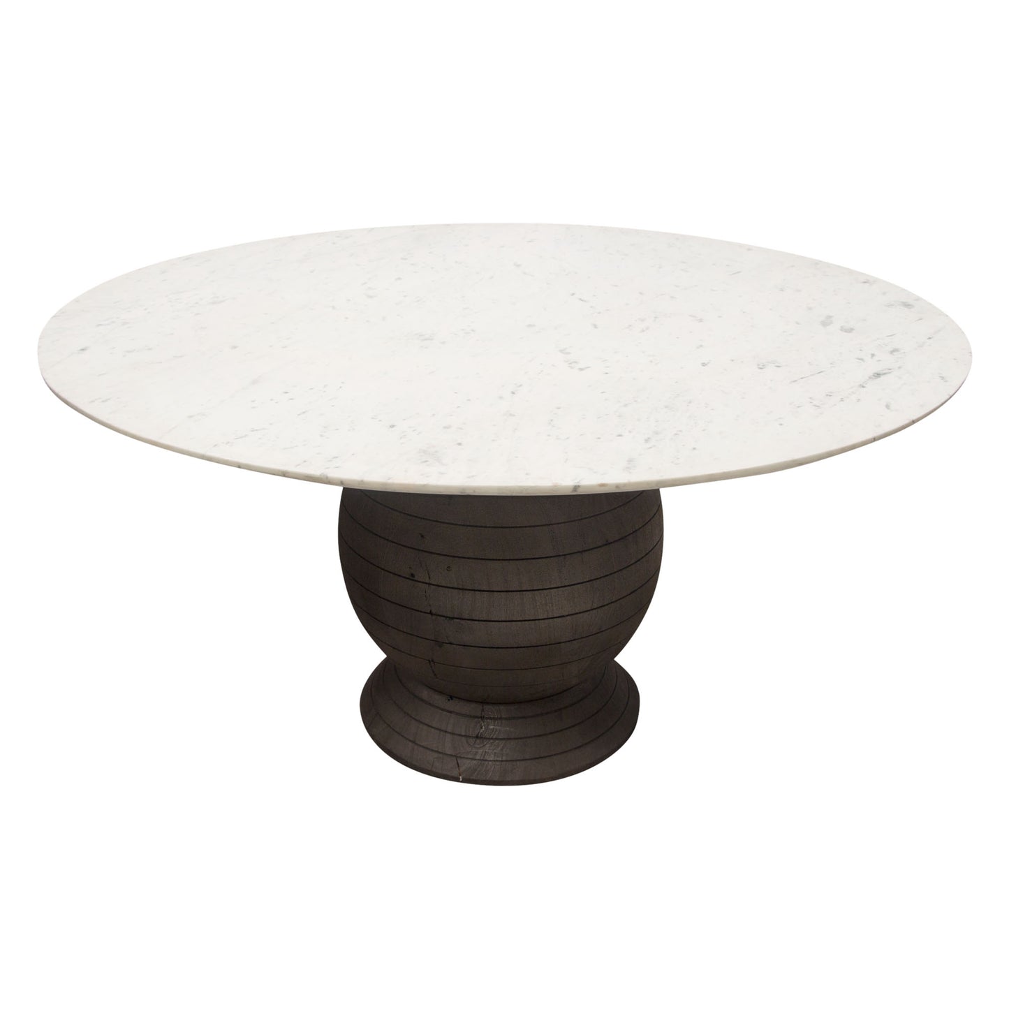 Ashe Round Dining Table w/ Genuine White Marble Top and Solid Acacia Wood Base in Espresso Finish by Diamond Sofa ASHEDTMA