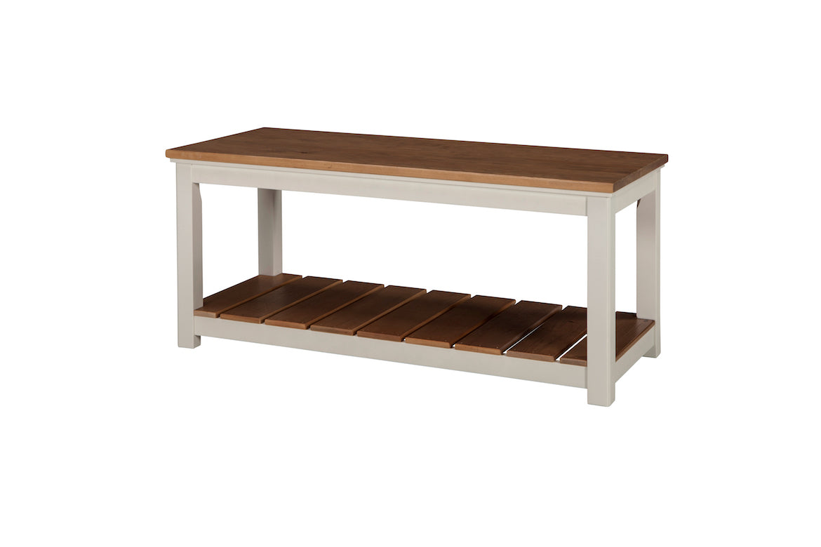 ALATERRE Savannah Bench, Ivory with Natural Wood Top ASVA03IVW