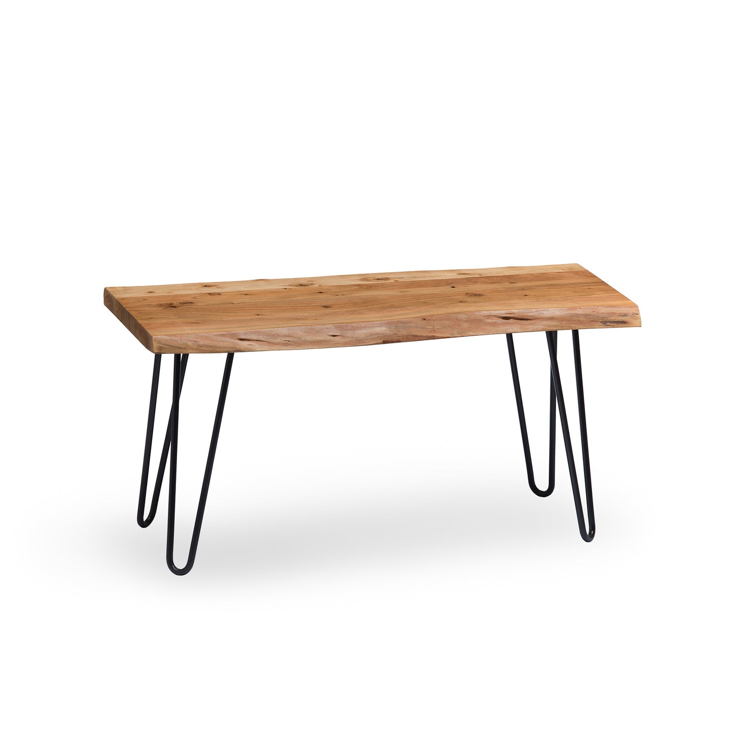 ALATERRE Hairpin Natural Live Edge Wood with Metal 36" Bench, Natural AWDD0320