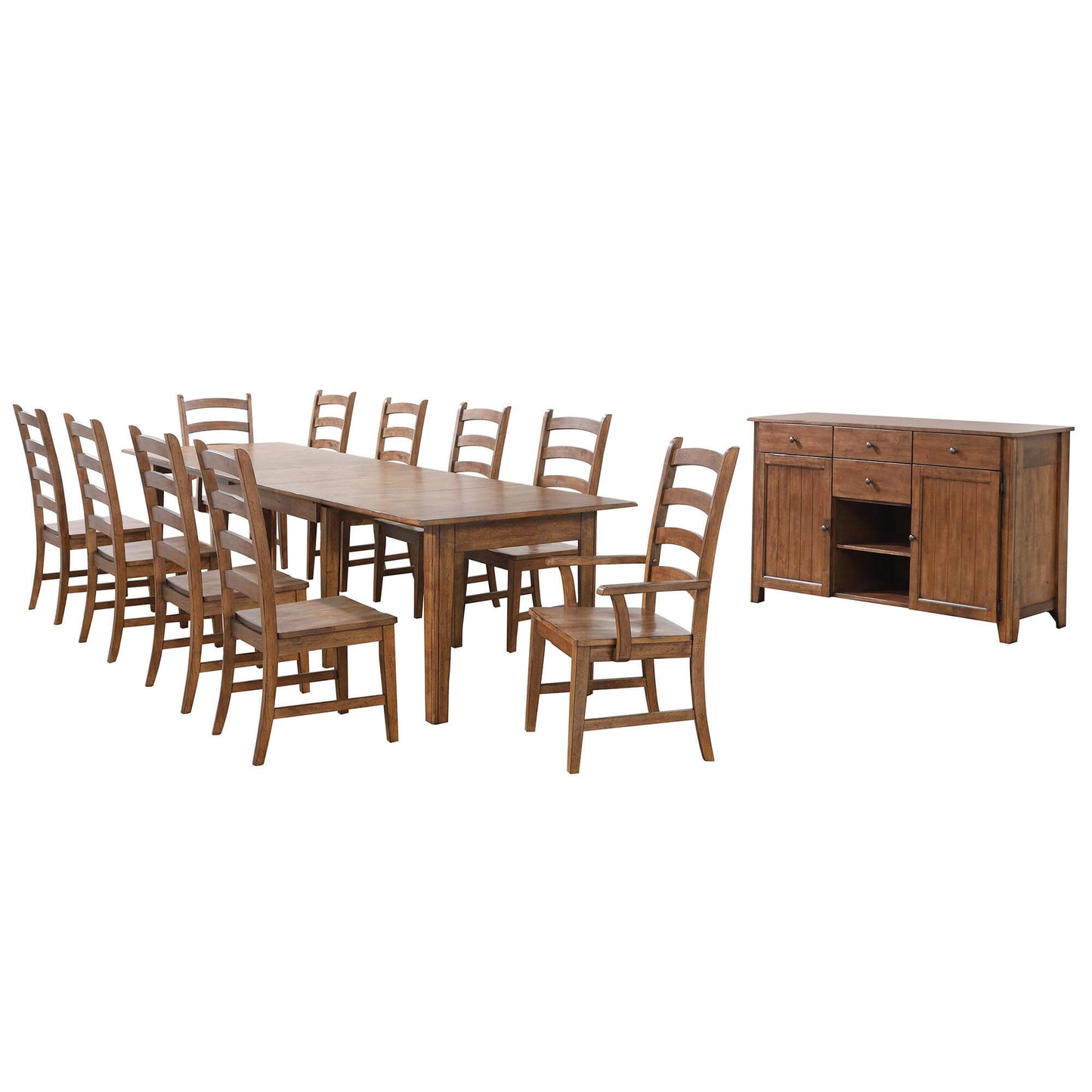 Sunset Trading Simply Brook 12 Piece 134" Rectangular Extendable Table Dining Set DLU-BR134-AMSB12PC