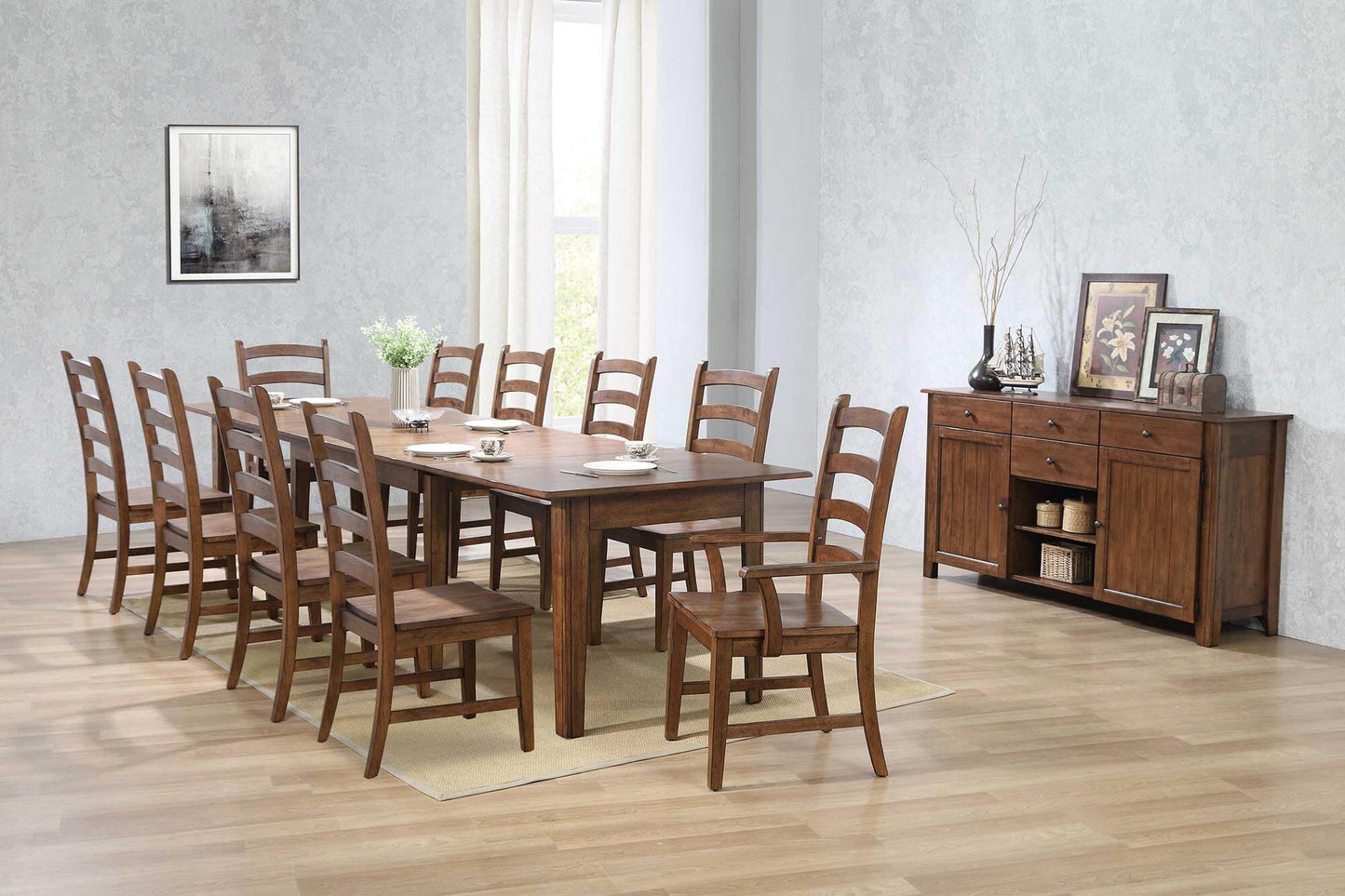 Sunset Trading Simply Brook 12 Piece 134" Rectangular Extendable Table Dining Set DLU-BR134-AMSB12PC