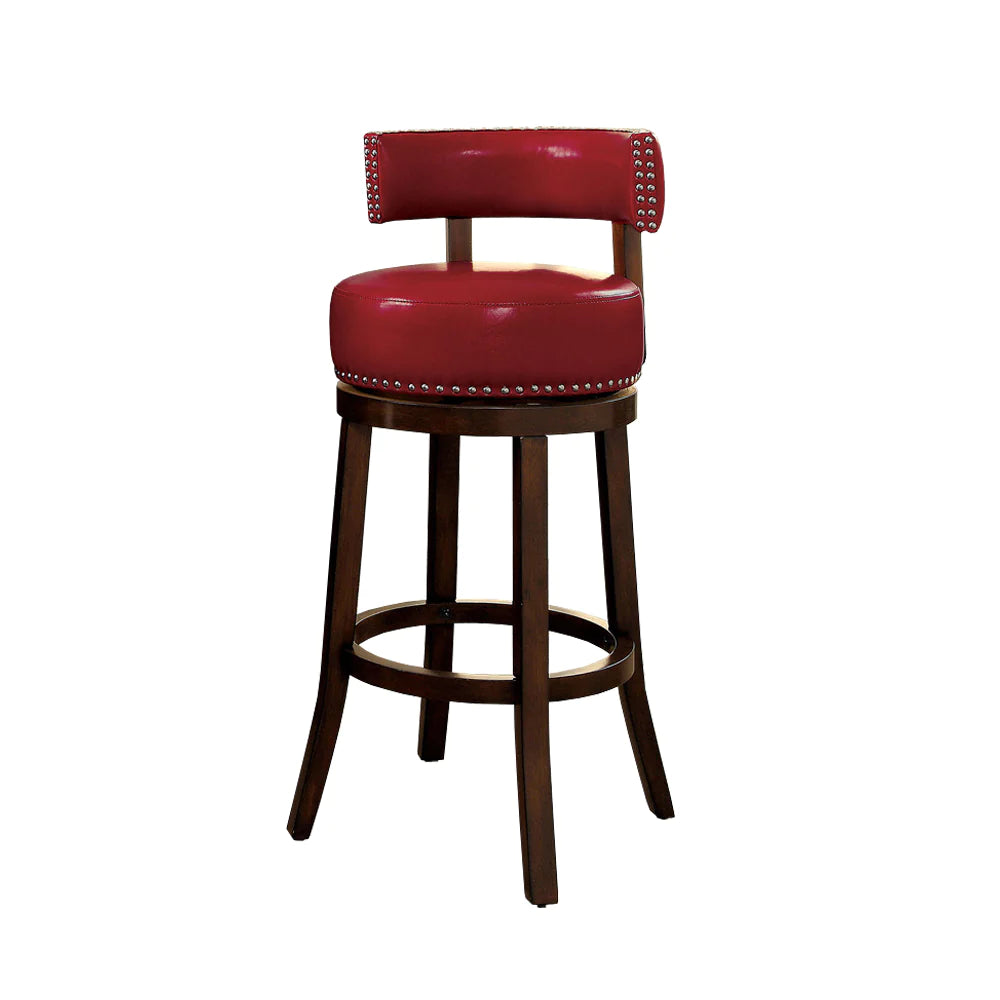 Benzara Shirley Contemporary 24" Barstool Withpu Cushion, Red Finish, Set Of 2 BM131353