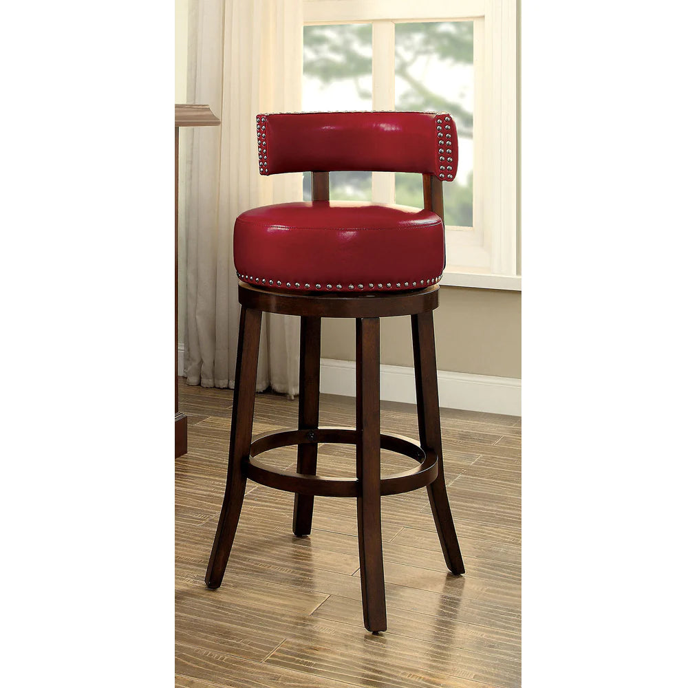 Benzara Shirley Contemporary 24" Barstool Withpu Cushion, Red Finish, Set Of 2 BM131353